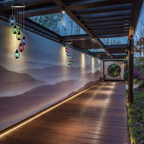 Color-Changing Solar Powered Lanterns Wind Chime