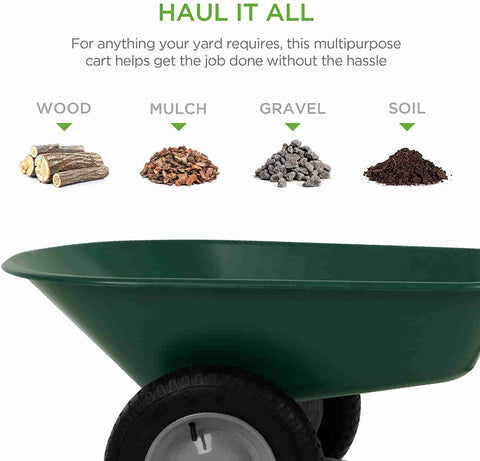 Dual-Wheel Home Utility Yard Wheelbarrow Garden Cart