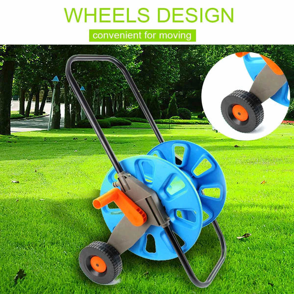 Garden Hose Reel Cart with 65~262-Foot 5/8-Inch Capacity and quick-click couplings