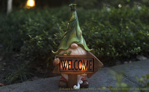 Garden Gnome Statue with Solar LED Lights