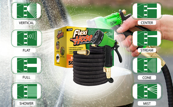 Hose with 8 Function Nozzle，No-Kink Flexibility