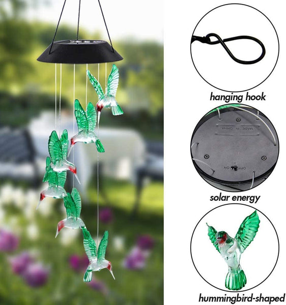 LED Solar Hummingbird Wind Chime