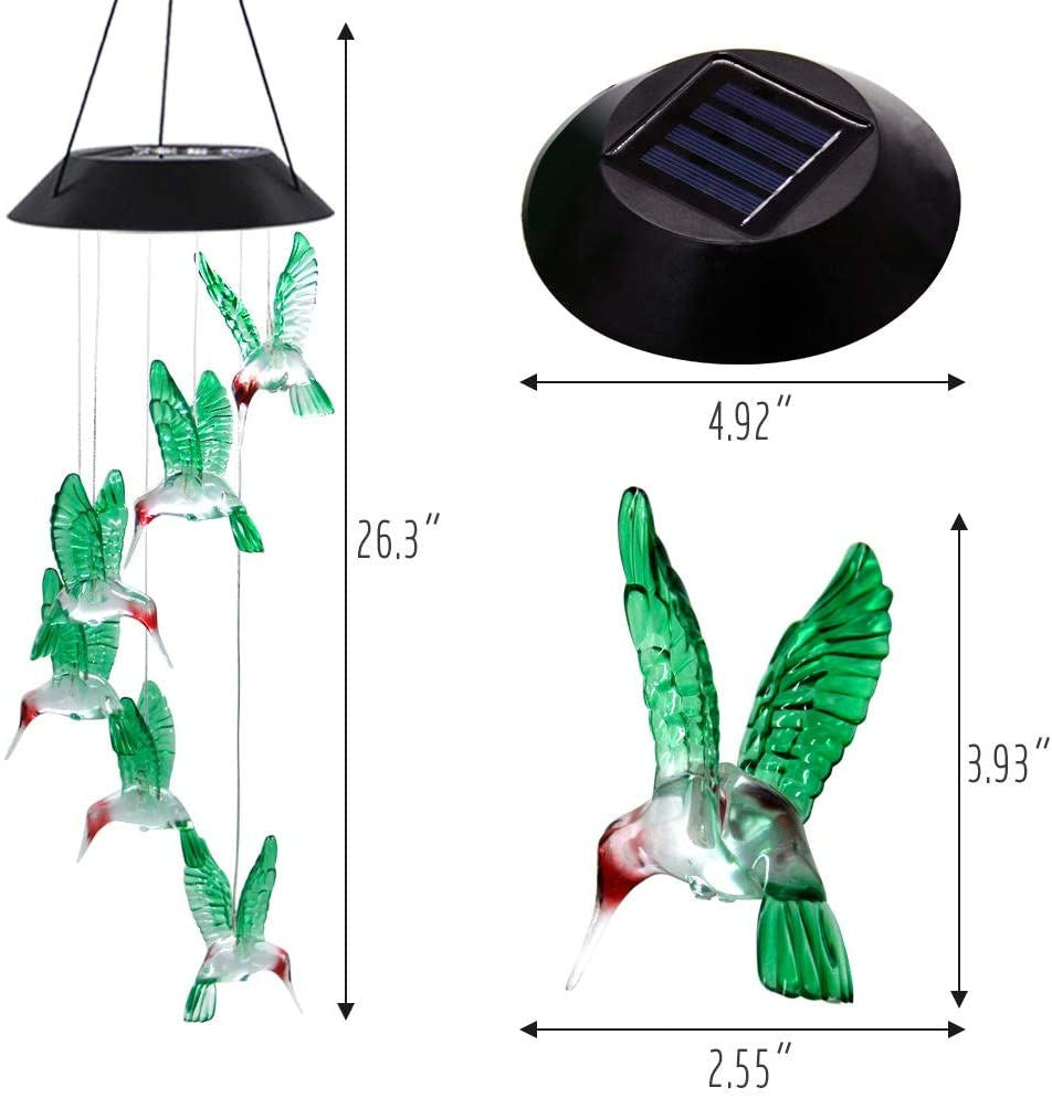 LED Solar Hummingbird Wind Chime