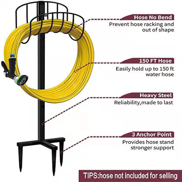 Manger Style Metal Garden Hose Stand, Holds 125-Feet of 58-Inch Hose