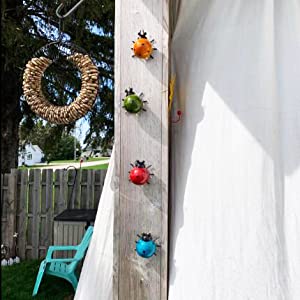 Set of 4 Cute Ladybugs Outdoor Wall Sculptures