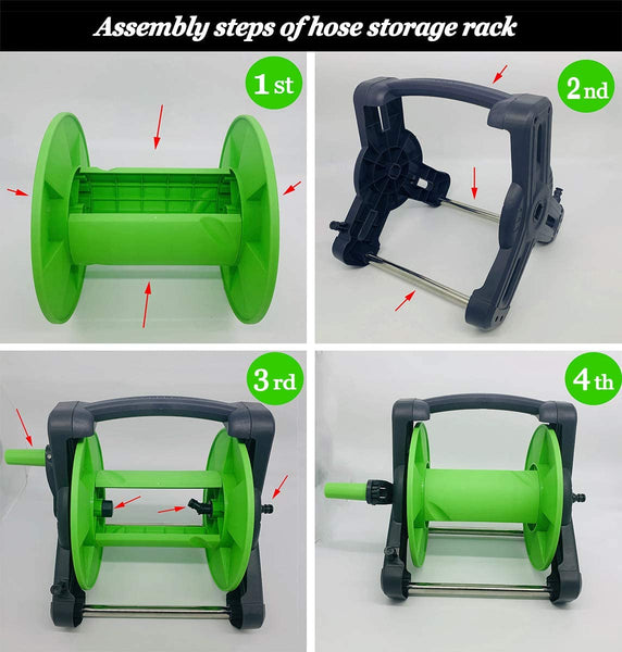 Portable/Wall Mounted Garden Hose Bracket Water Hose Pipe Reel Holder Trolley Cart
