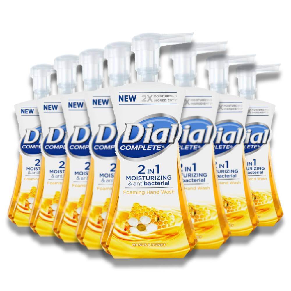 Dial - 2 in 1 Moisturizing & Antibacterial Foaming Hand Wash, Manuka Honey - 7.5 Oz - 8 Pack