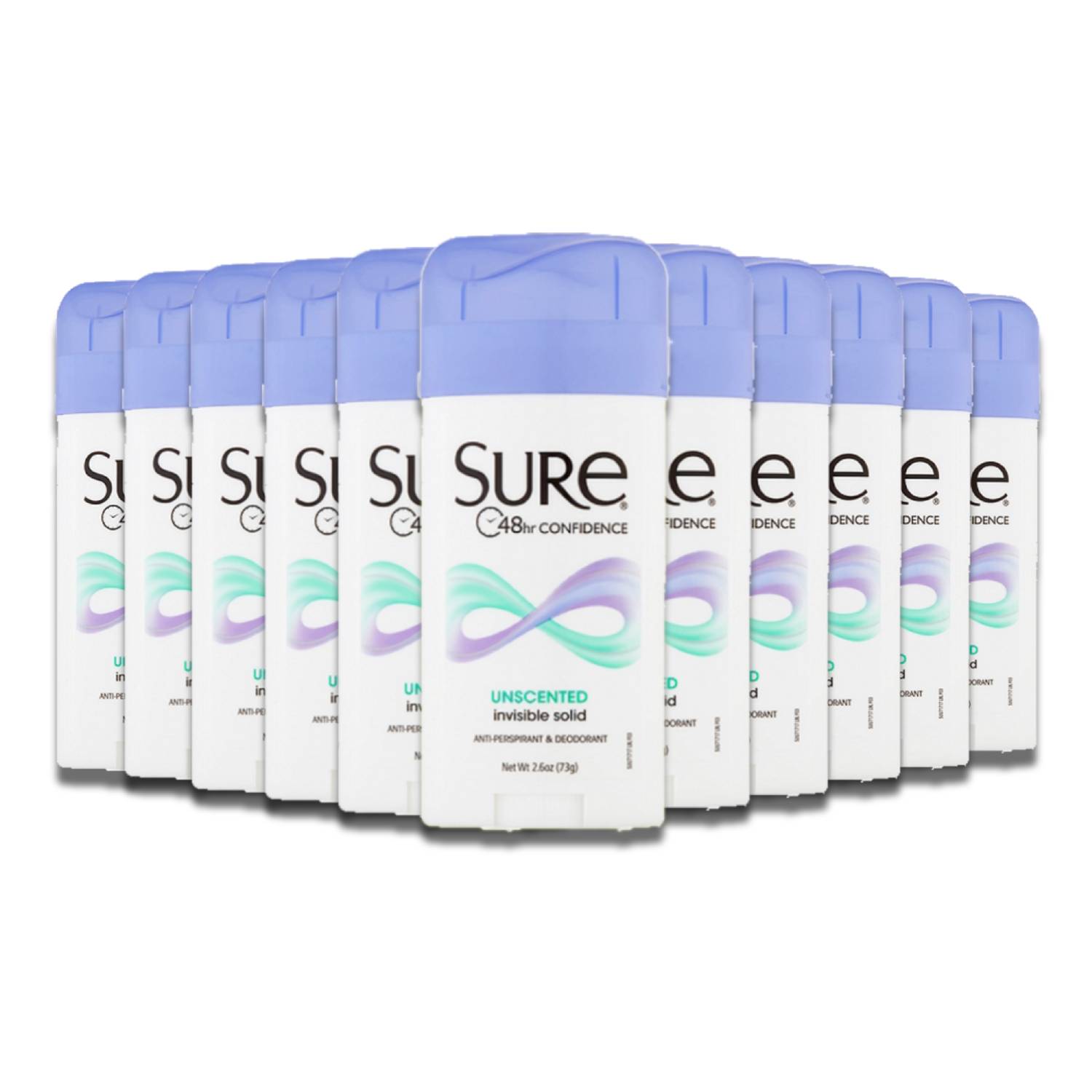 Sure Invisible Solid Anti-Perspirant and Deodorant, Unscented - 2.6 oz ea - 12 Pack