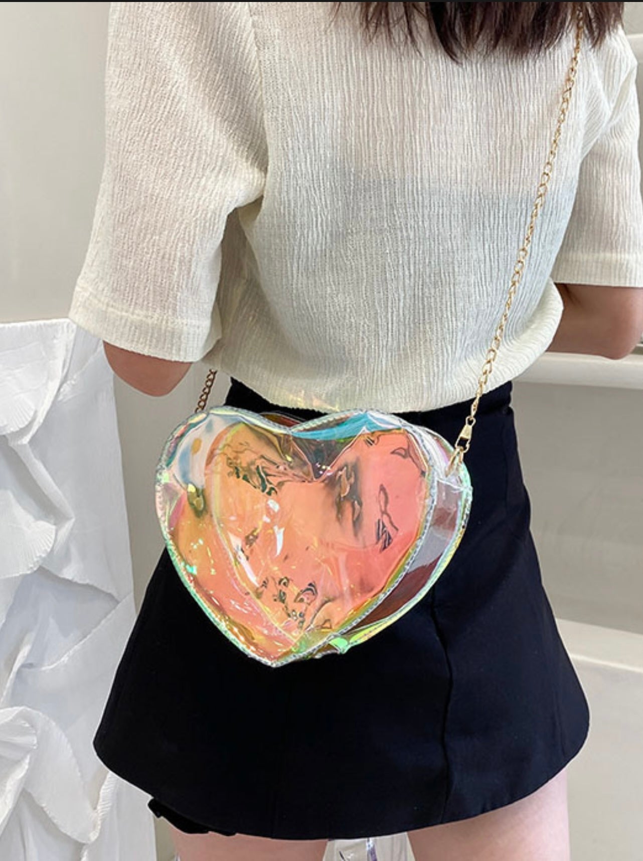 See-Thru My Heart Chain Strap Purse