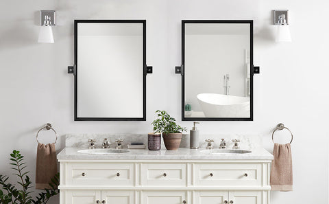 MOON MIRROR Black Pivot Swivel Titling Mirrors Farmhouse Wooden Mirror  Bathroom Vanity Mirror Rectangle Wall Mirror