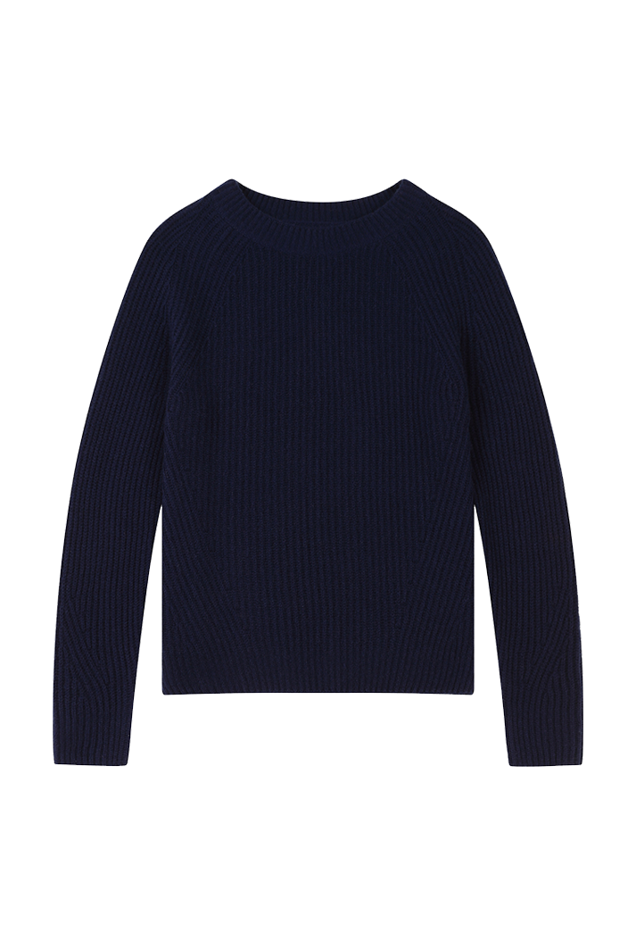 Ribbed Cashmere Sweatshirt | Navy