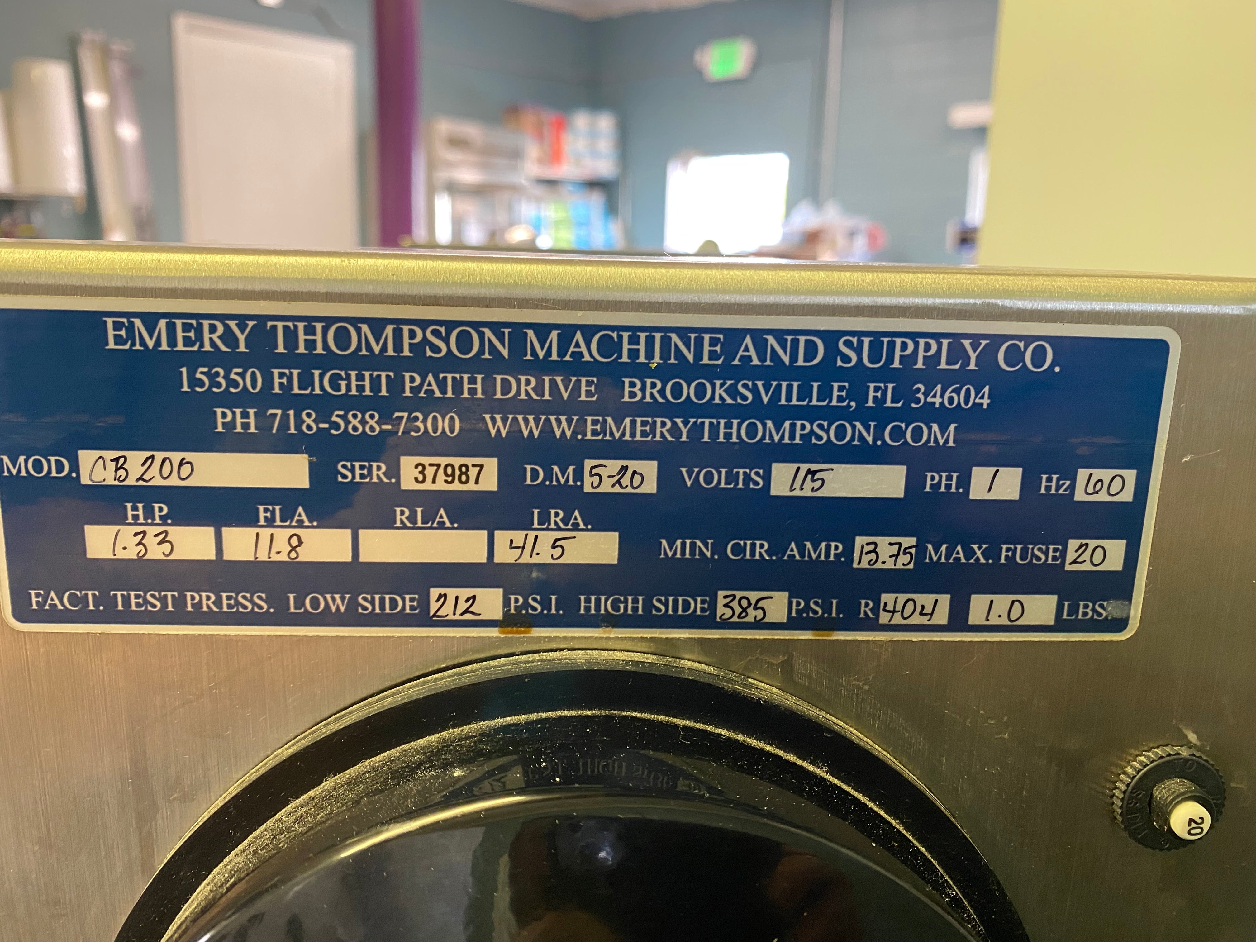 2020 Emery Thompson CB200 3 quart batch freezer