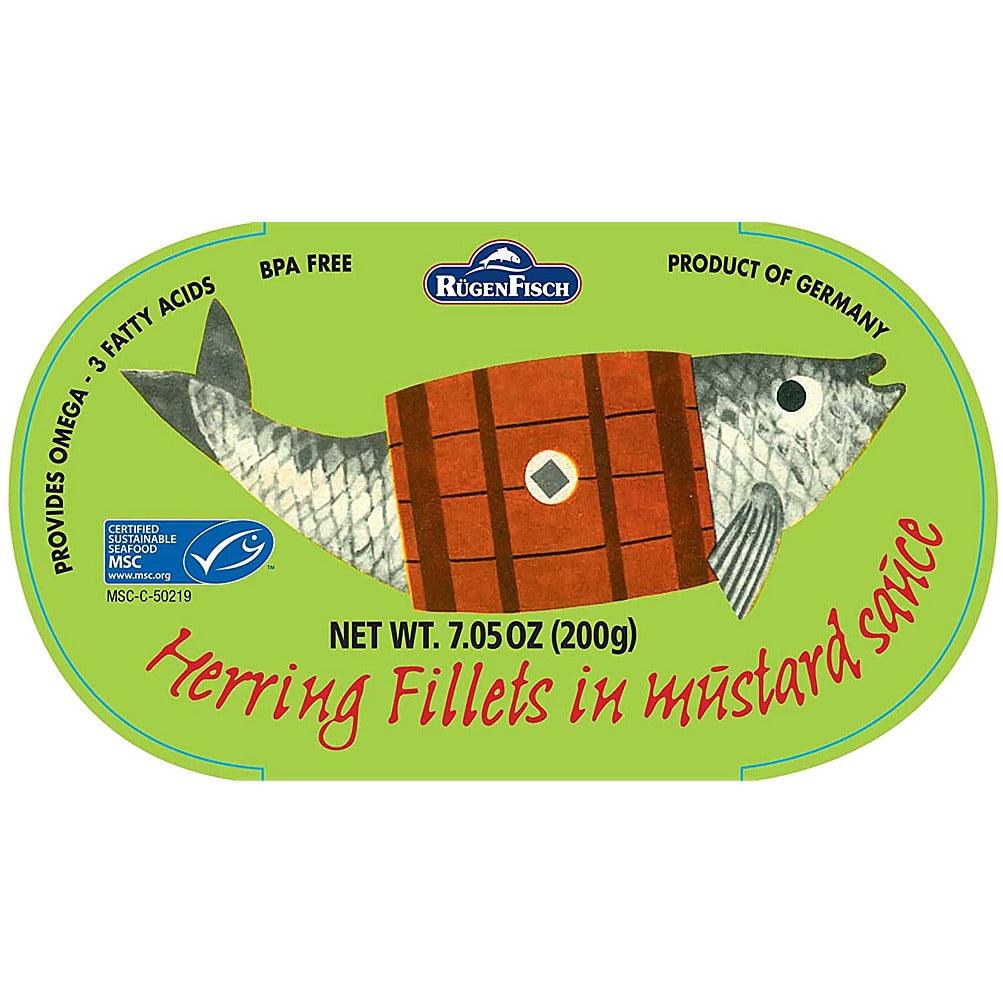 Rugen Fisch Herring Fillets in Mustard Sauce Retro Tin - 200 g / 7.05 oz.
