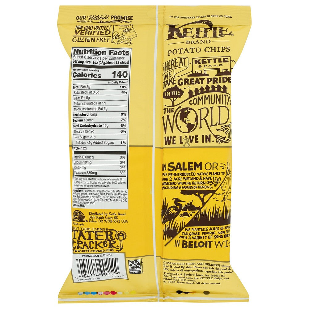 Kettle Foods Chip Pto Parmesan Garlic - 8 Ounce,  Case of 12