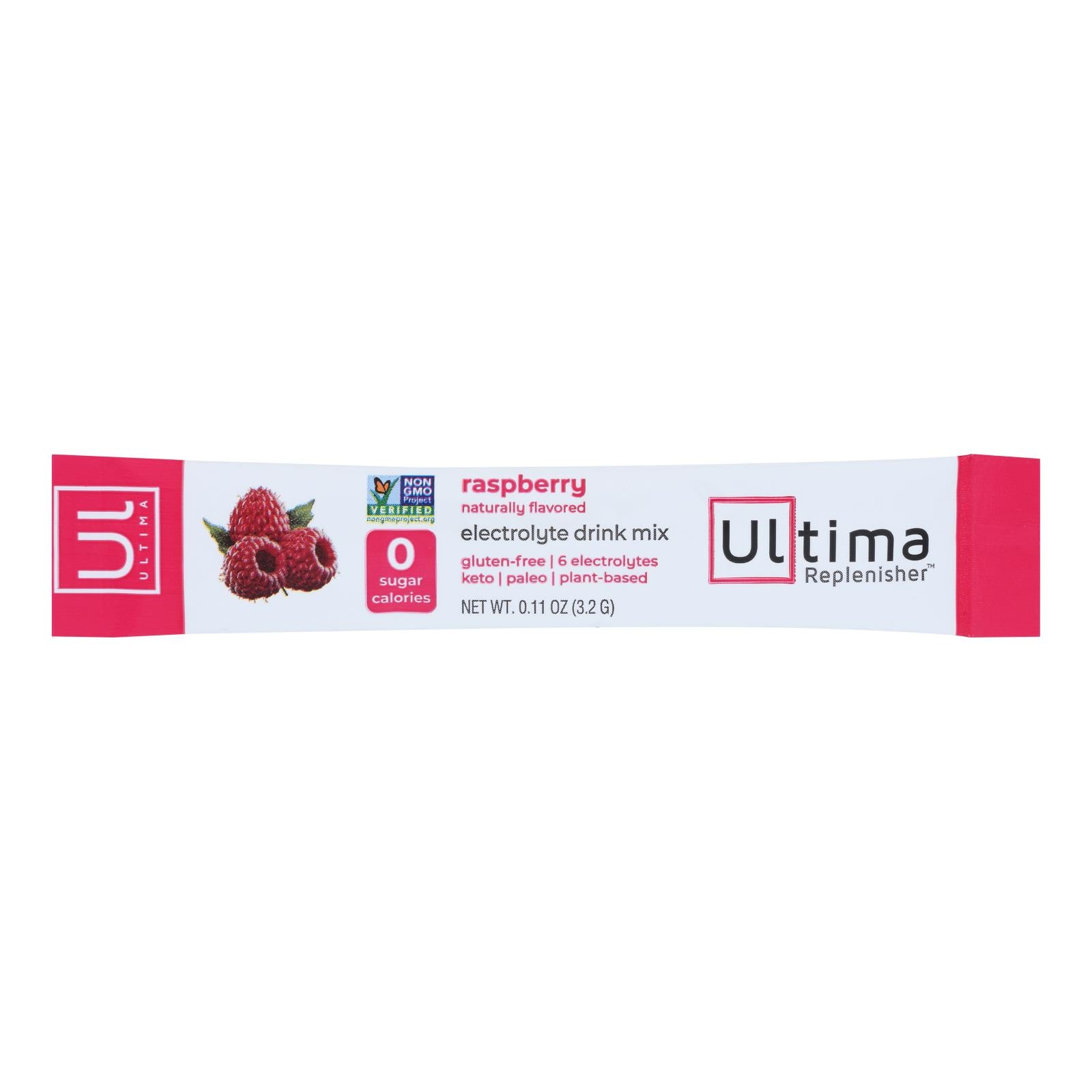 Ultima Replenisher - Electrolyte Powder Raspberry - Case of 20-0.11 Ounce