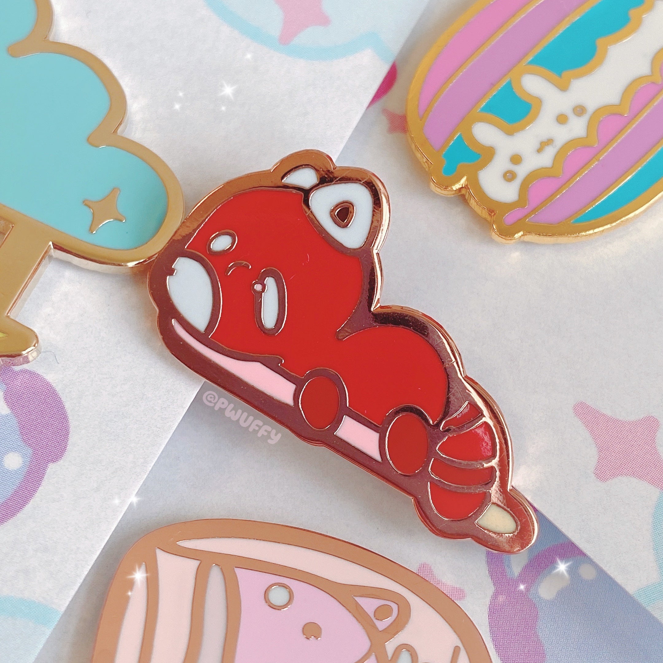 Red Panda Strawberry Pocky Enamel Pin