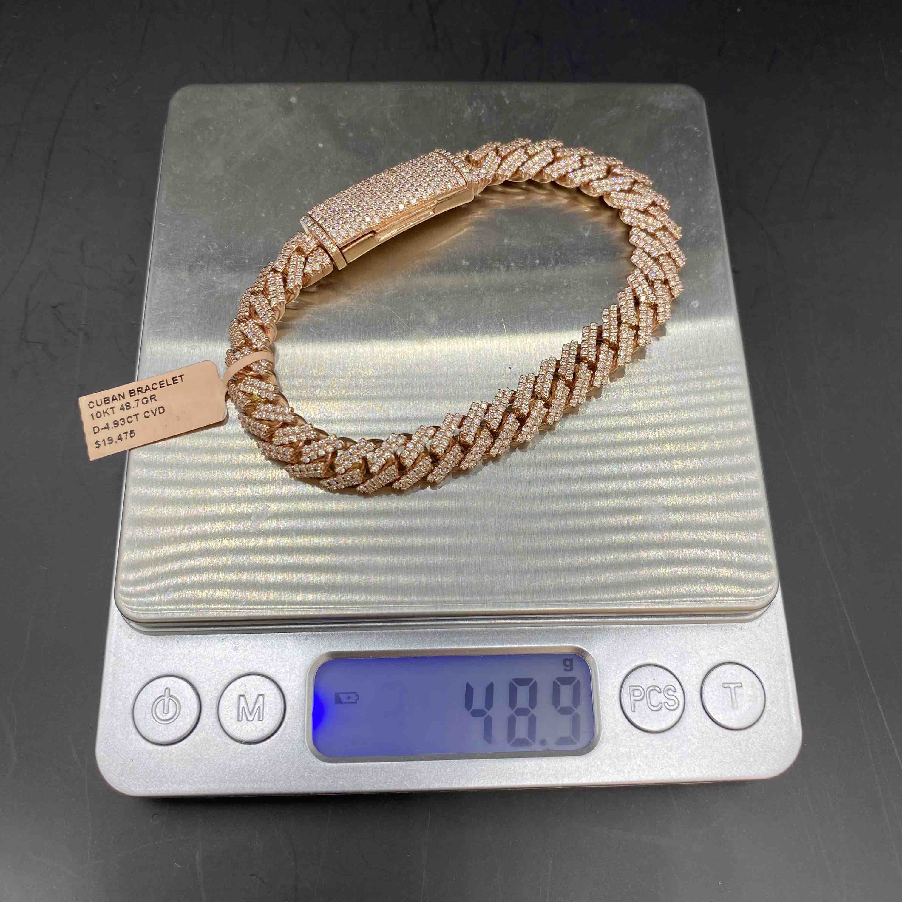 10k CBD VVS Iced Out Cuban Link Bracelet | REAL CVD VVS | Rose Gold