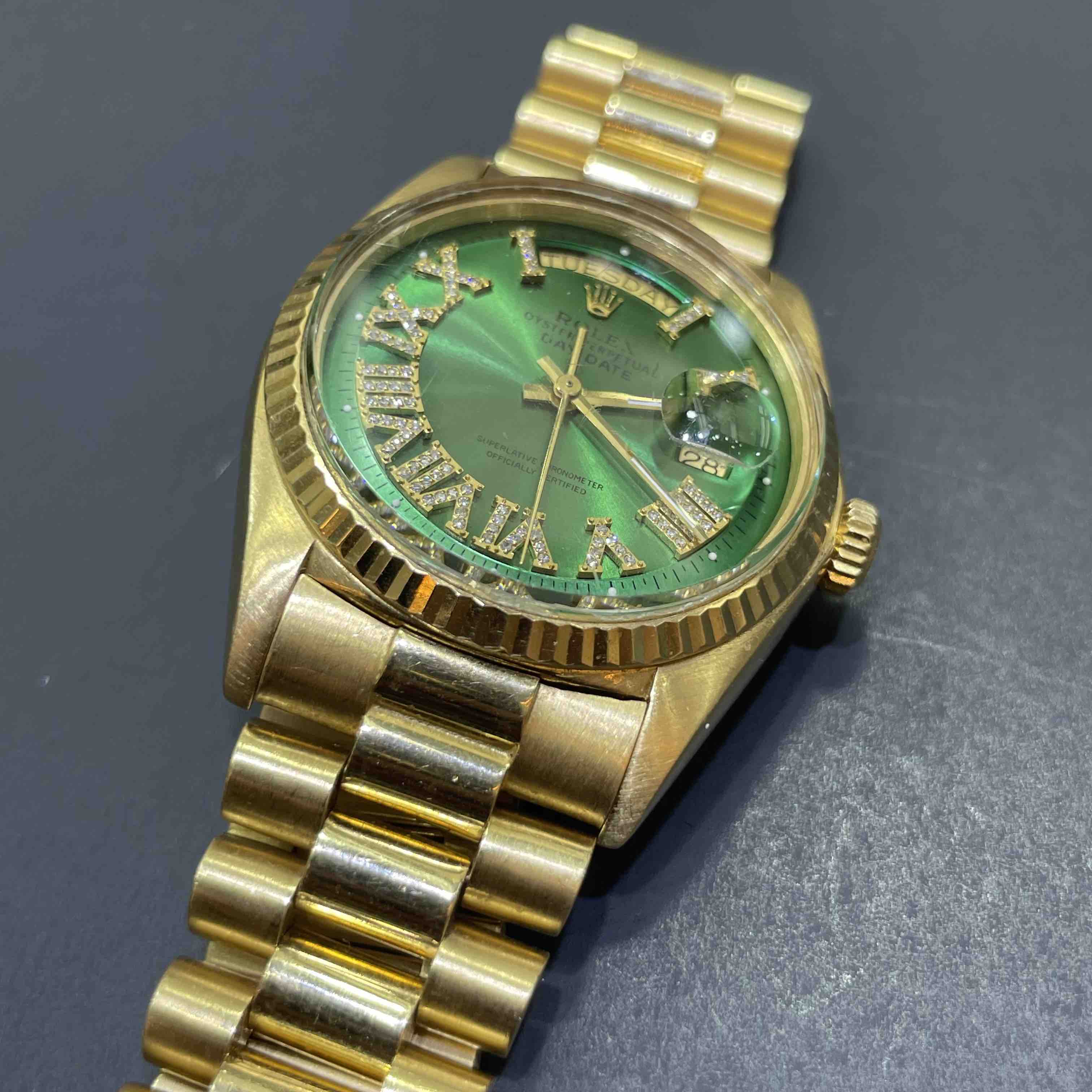 36mm Rolex Presidential Diamond Green Face Roman Dial