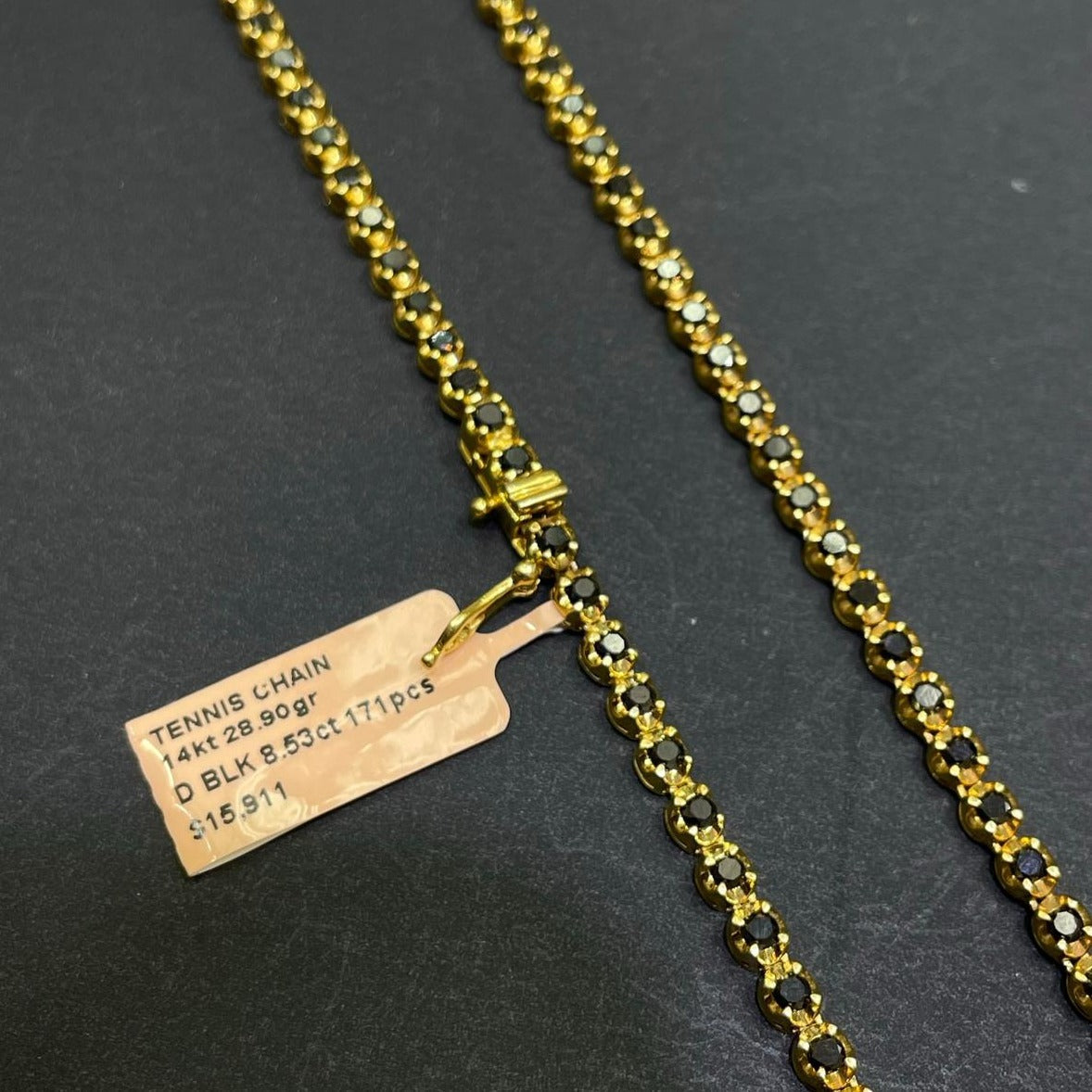 4.5MM 14k Black Diamond Tennis Chain Iced Out