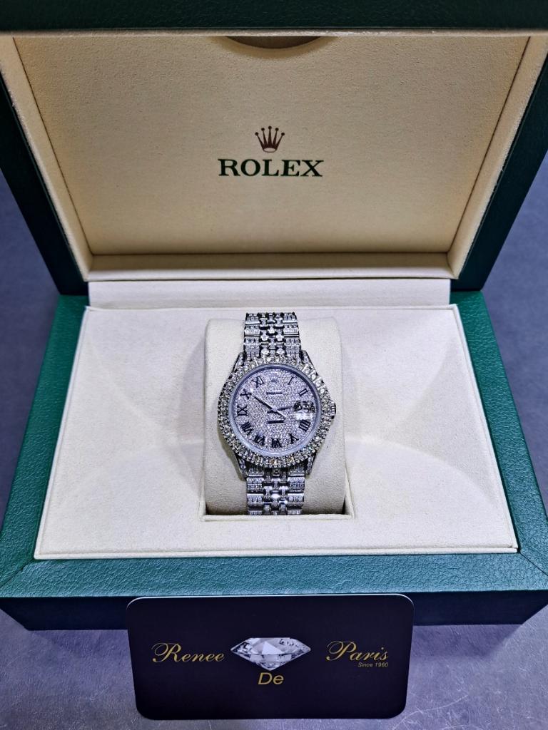 Iced Out Rolex Stainless Steel 36mm Datejust Bust Down Watch | 18cts Natural Diamonds Si-Vs1 | #1601