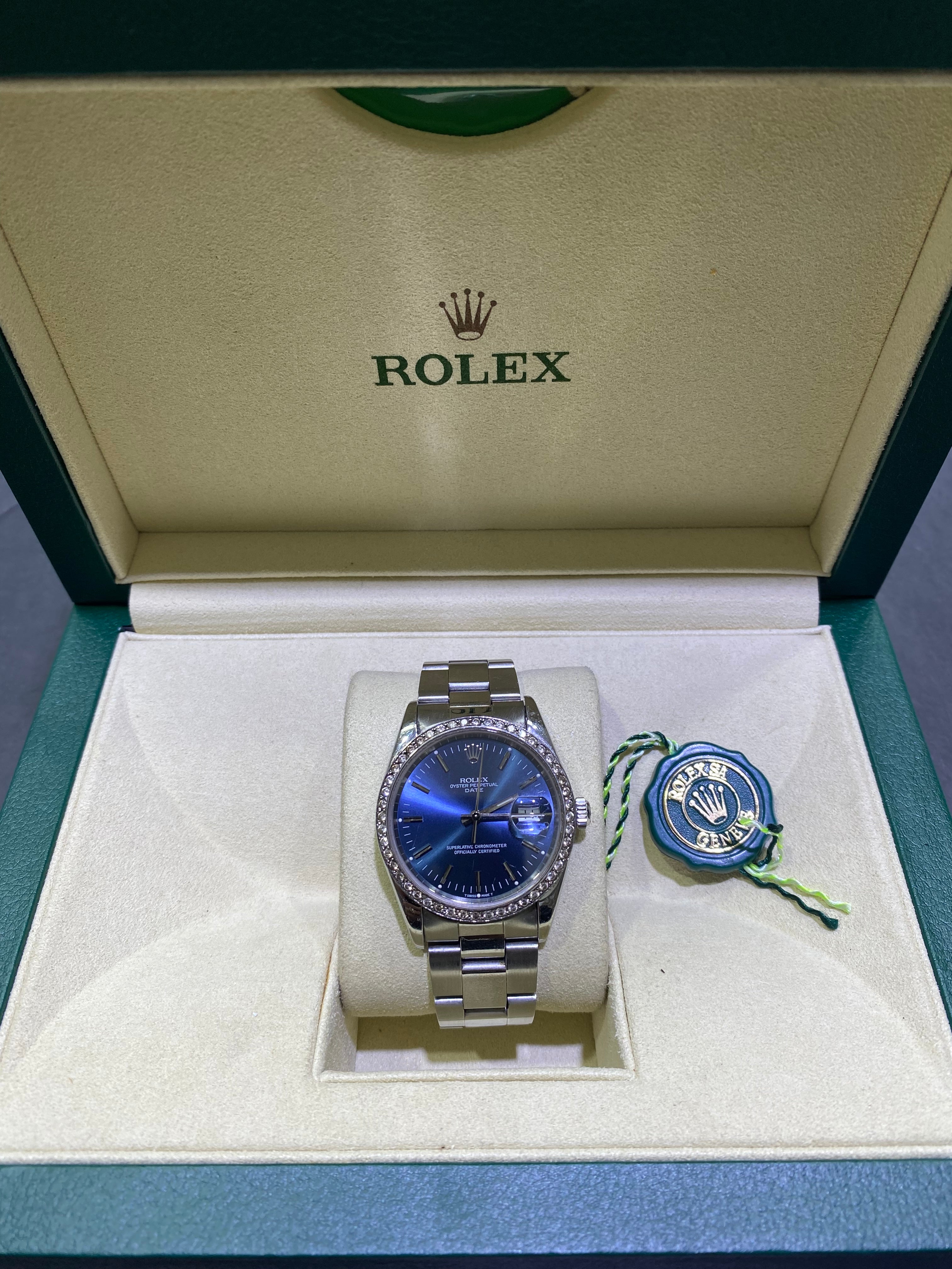 34mm Rolex diamond bezel unisex serviced and 1 year warranty