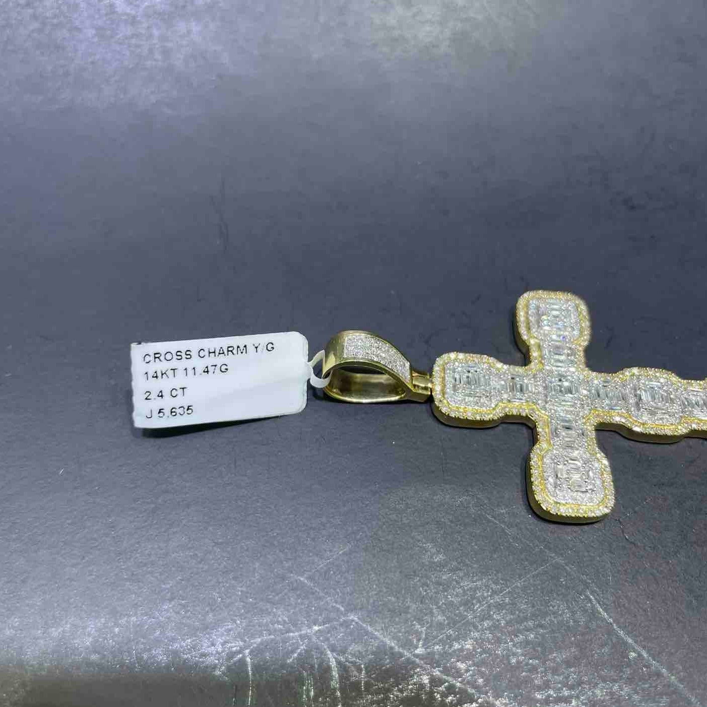 14k Iced Out Cross Pendant | 2.4 ct t.w. 12 G