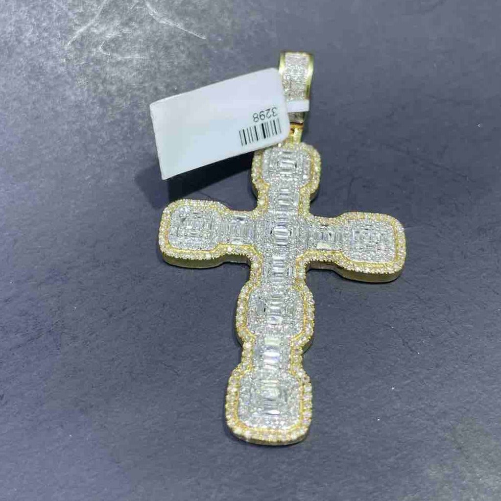 14k Iced Out Cross Pendant | 2.4 ct t.w. 12 G