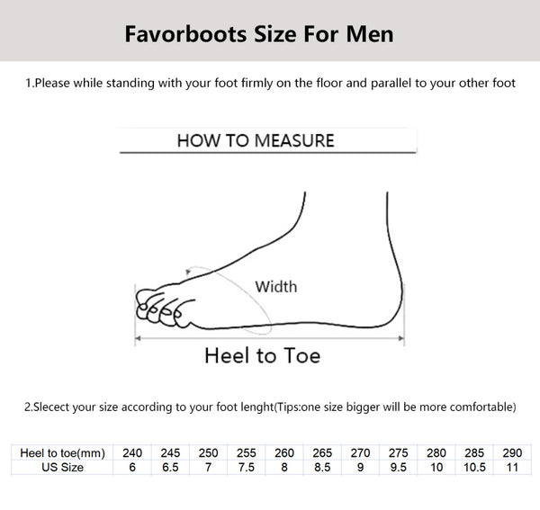 Size Chart Favorboots