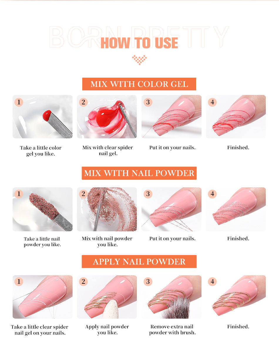 Clear Semi Solid Spider Nail Gel 15ml 9 Clear Semi Solid Spider Nail Gel 15ml -Born Pretty Salon 1 08