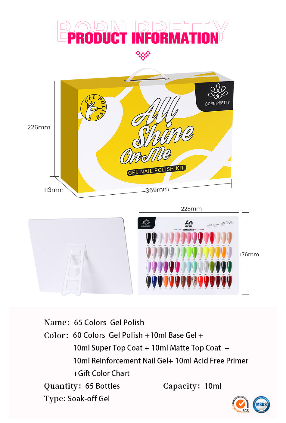 Color Click Base 60 Colors Gel Kit with Base Top Coat Color Chart – BORN PRETTY