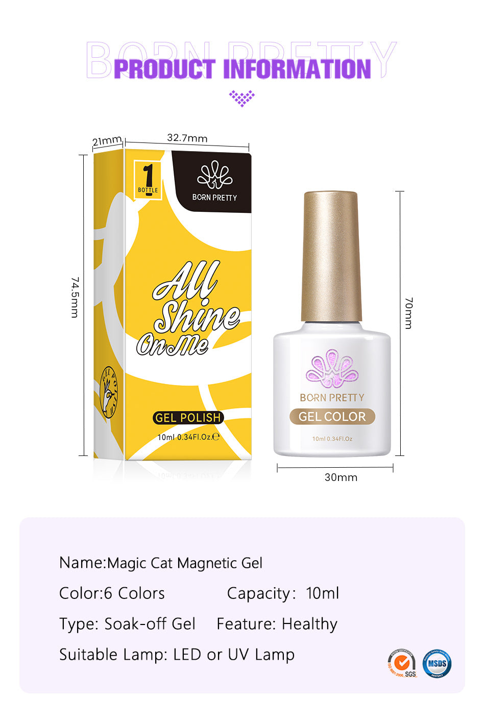 Purple Magic Cat Magnetic Gel MCM02 10ml 9 Purple Magic Cat Magnetic Gel MCM02 10ml -Born Pretty Salon BTB 02