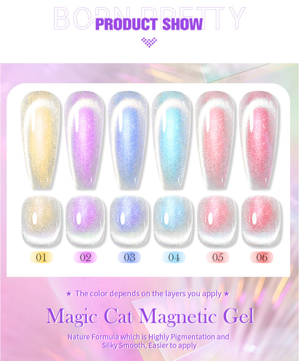 Purple Magic Cat Magnetic Gel MCM02 10ml 10 Purple Magic Cat Magnetic Gel MCM02 10ml -Born Pretty Salon BTB 03