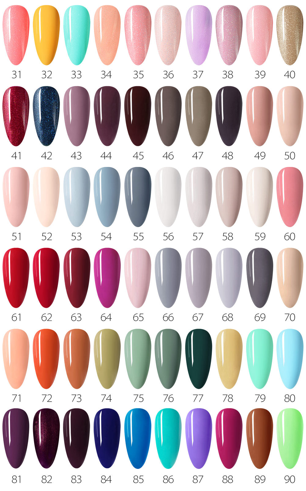 Color chart for venalisa vip2 gel nail polish kit