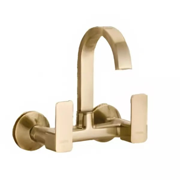 Cera Ruby Quarter Turn Dual Lever Wall Mount Sink Mixer Antique Brass F1005501BA