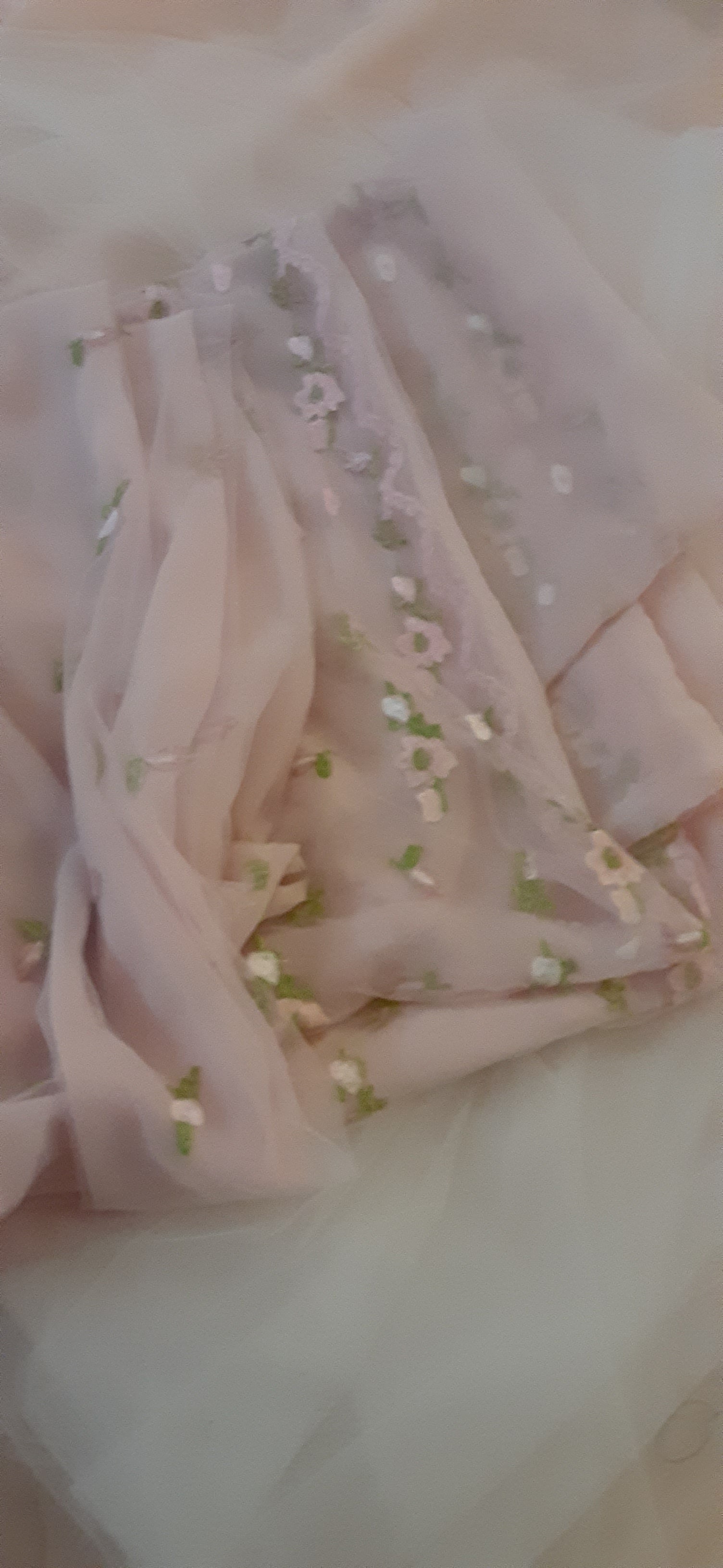 Light Rose Pink Chiffon Organza Shawl/Stola