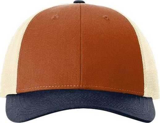 Richardson 115 Low Pro Trucker Caps - Dark Orange/ Birch/ Patriot Blue