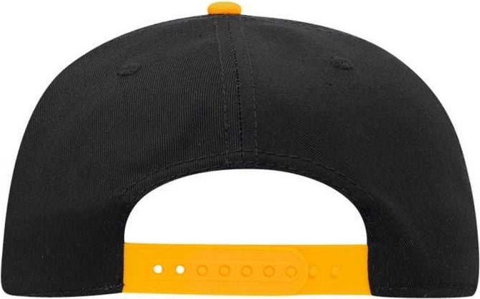 OTTO 125-1038 Superior Cotton Twill Flat Visor Snapback Pro Style Cap - Gold Black Black