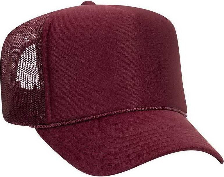 OTTO 39-165 Polyester Foam Front High Crown Golf Style Mesh Back Cap with Fabric Adjustable Hook - Burgandy Maroon