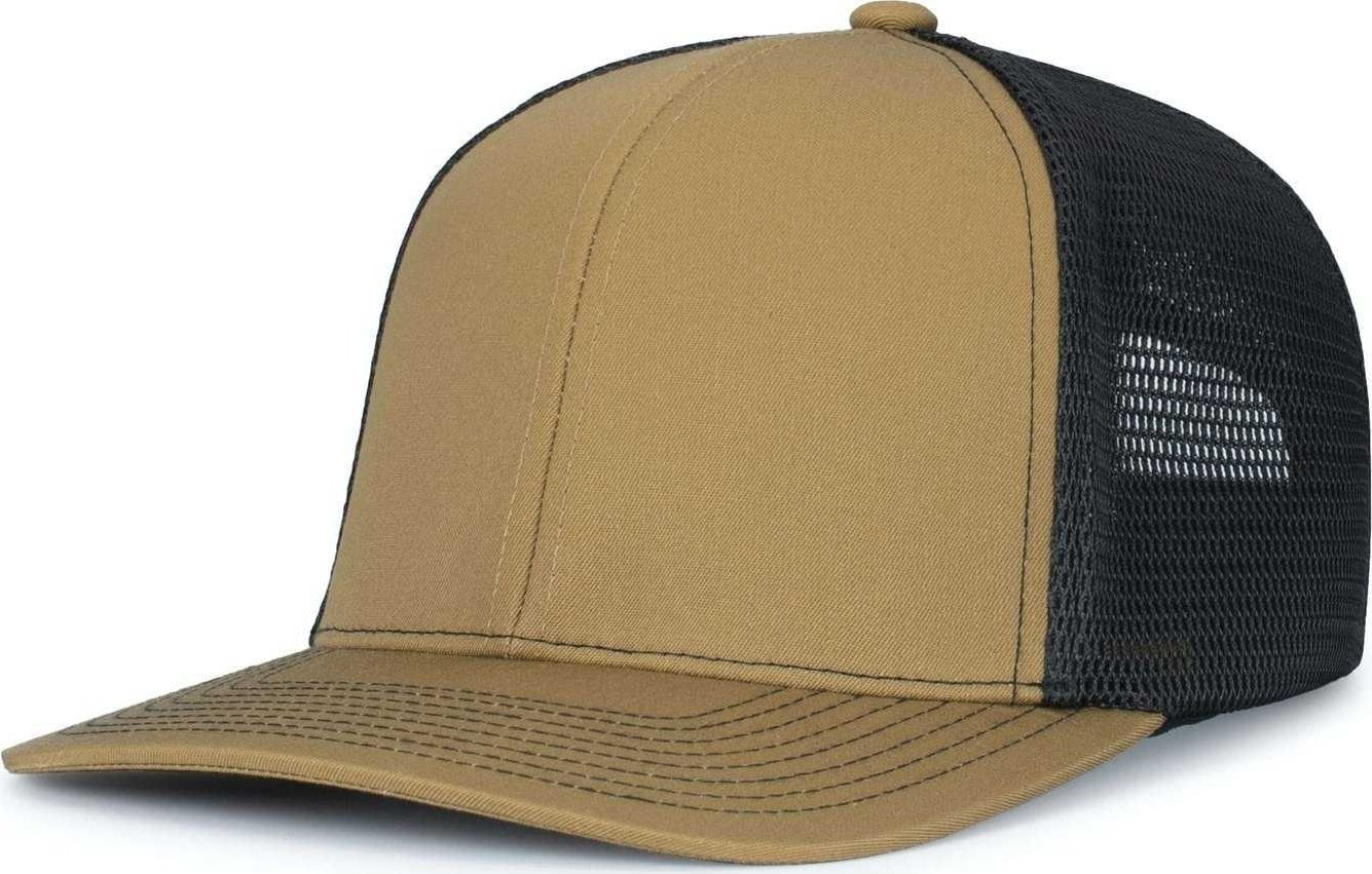 Pacific Headwear P151S Contrast Stitch Trucker Pacflex Snapback Cap - Buck Lt Charcoal Buck