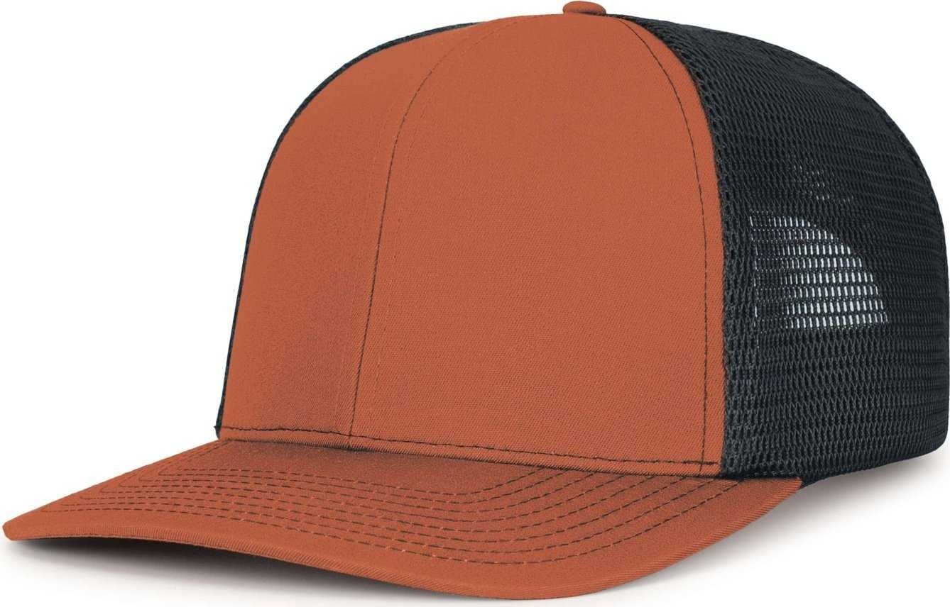 Pacific Headwear P151S Contrast Stitch Trucker Pacflex Snapback Cap - Rust Light Charcoal Rust