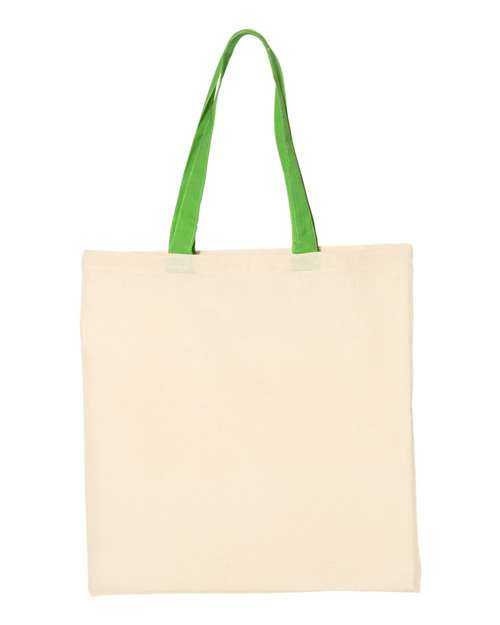 Q-Tees QTB6000 Economical Tote with Contrast-Color Handles - Natural Lime