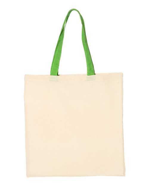 Q-Tees QTB6000 Economical Tote with Contrast-Color Handles - Natural Lime