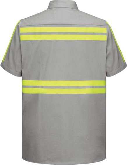 Red Kap SC40EL Enhanced Visibility Short Sleeve Cotton Work Shirt Long Sizes - Gray