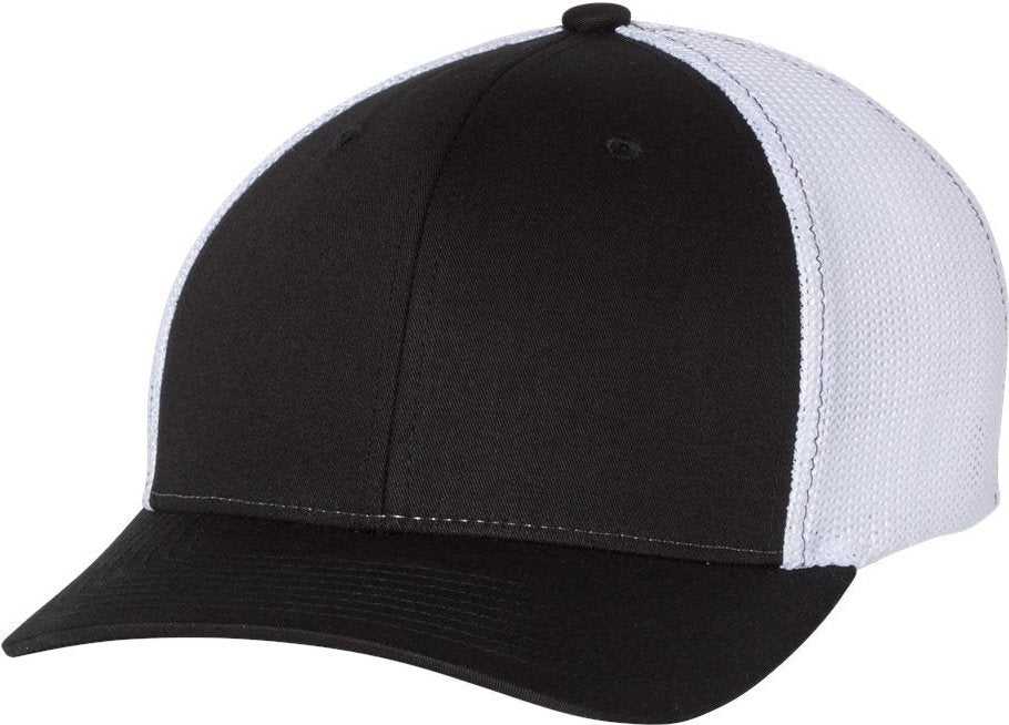 Richardson 110 Fitted Trucker with R-Flex Caps- Black White