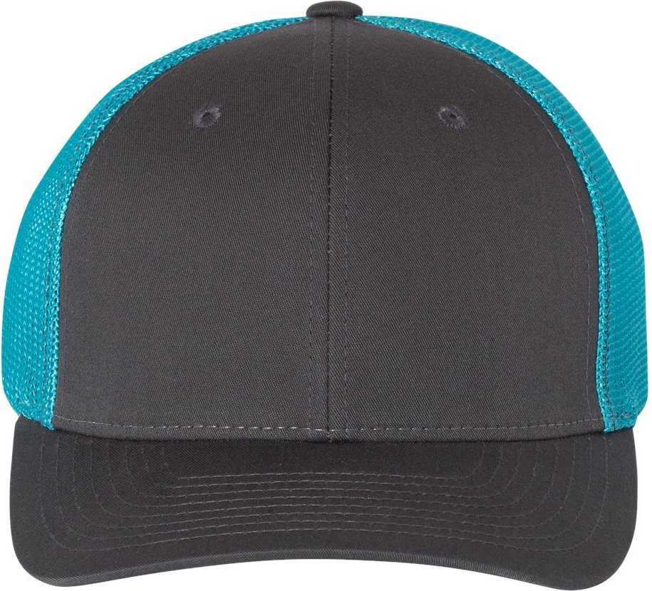 Richardson 110 Fitted Trucker with R-Flex Caps- Charcoal Neon Blue