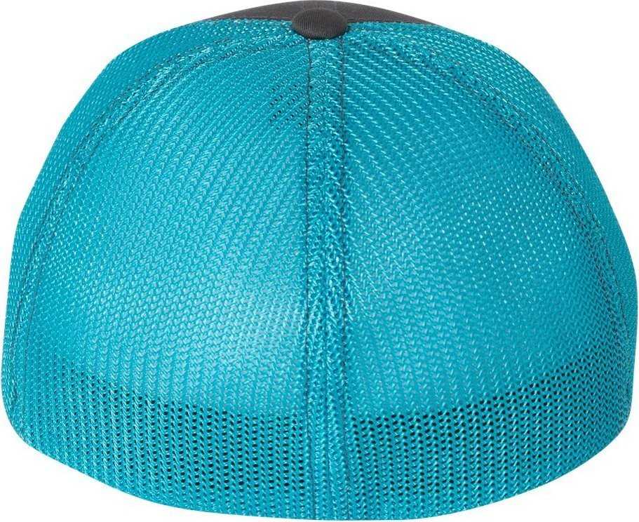 Richardson 110 Fitted Trucker with R-Flex Caps- Charcoal Neon Blue