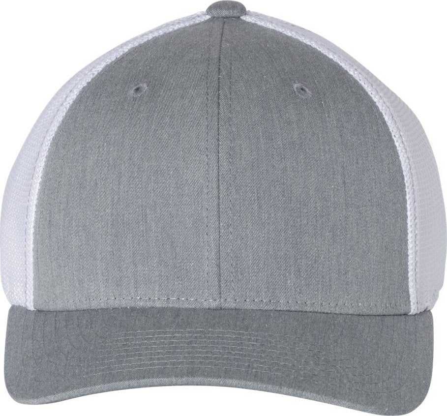 Richardson 110 Fitted Trucker with R-Flex Caps- Heather Gray White