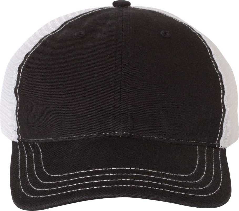 Richardson 111 Garment-Washed Trucker Caps- Black White