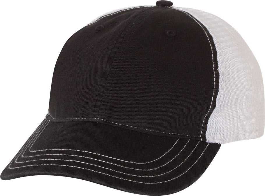 Richardson 111 Garment-Washed Trucker Caps- Black White