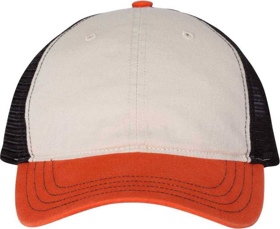 Richardson 111 Garment-Washed Trucker Caps- Stone Black Orange